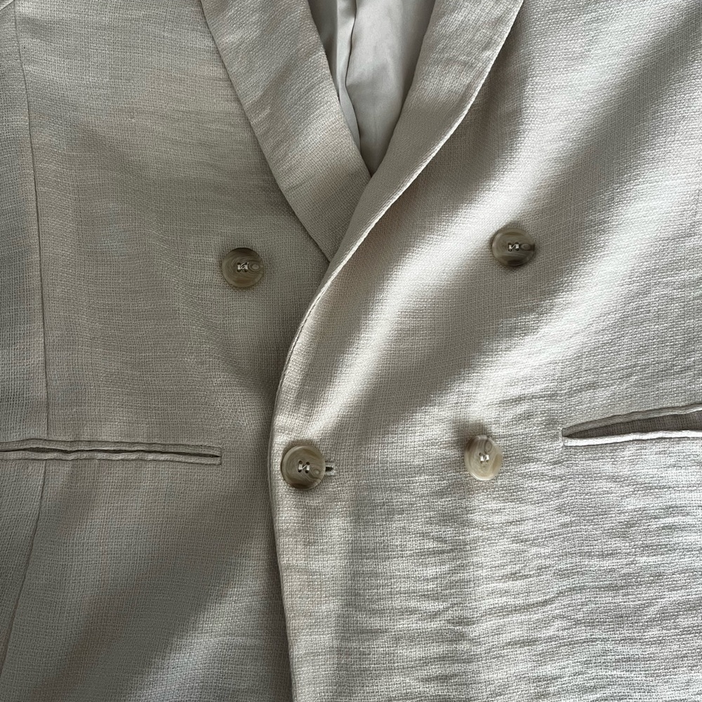 H&M Cream Double-Breasted Blazer Linen blend - Picture 7 of 9